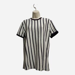 San Francisco Work Shirts Baseball Striped Gray T-Shirt Navy/Dark Red Trim M
